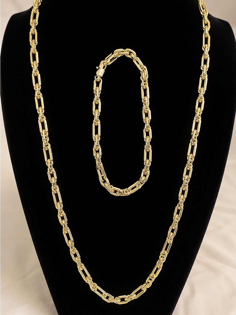 22” 14k Gold-Filled Chain Necklace and 8” Bracelet Set - Unisex Jewelry